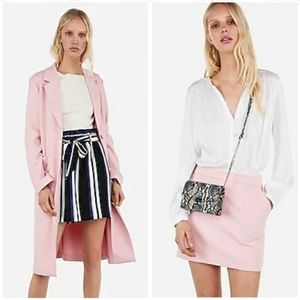 Express Double Weave Coat A-Line Patch Mini Skirt